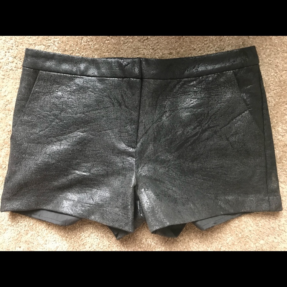 Black faux leather shorts